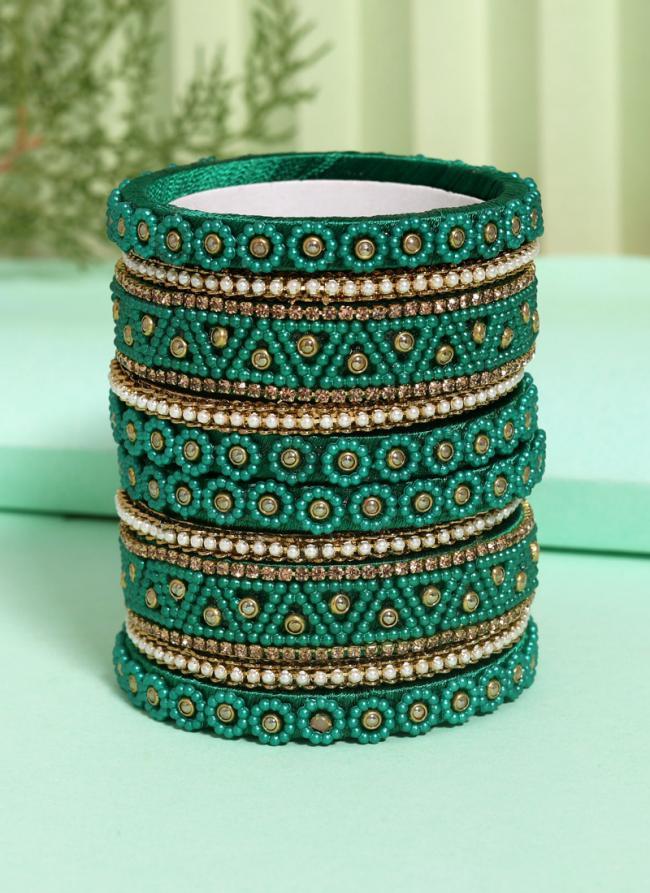   Wedding Wear  Green Color Thread Bangle Set:-2.4